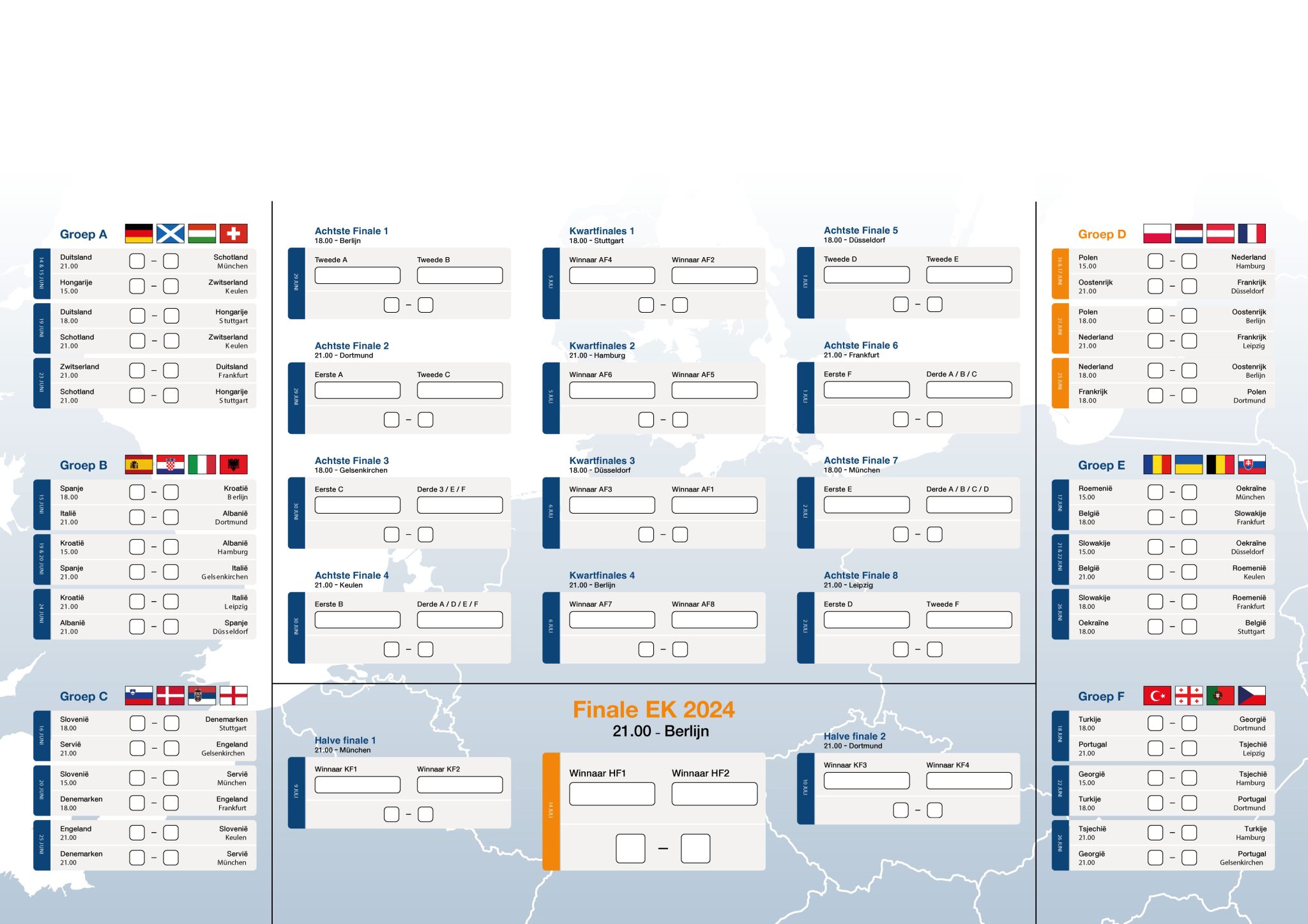 EK 2024 speelschema poster bedrukken Snelle Levering